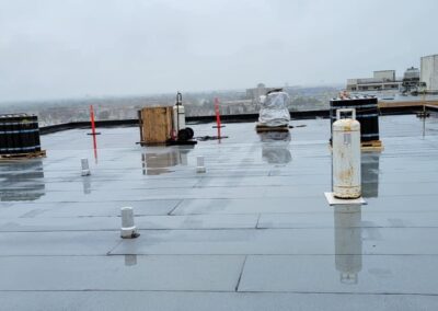 flat roof installation in progress